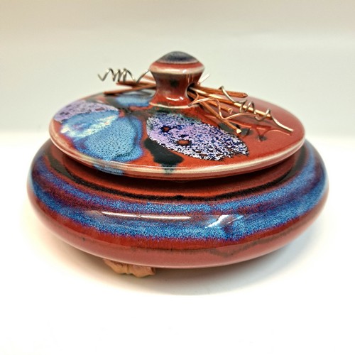 #231105 Lidded Treasure Box Red/Blue $28 at Hunter Wolff Gallery